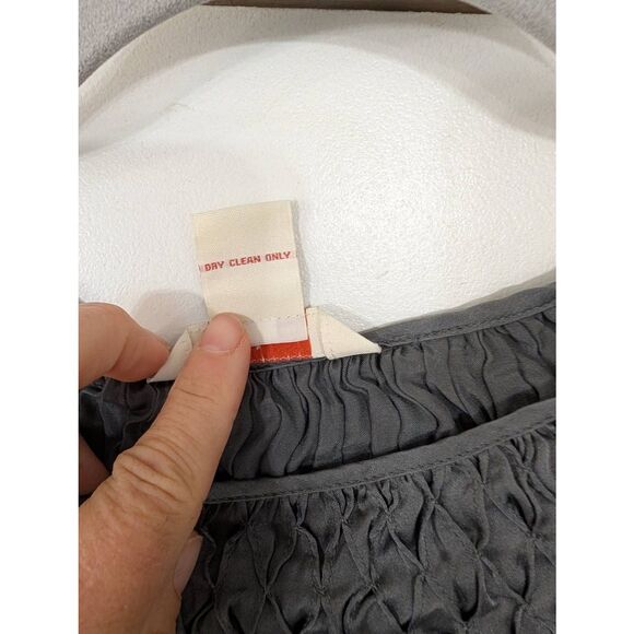 Sundance Silk‎ Blouse Top women's XS silver smocked long sleeve - Picture 4 of 6